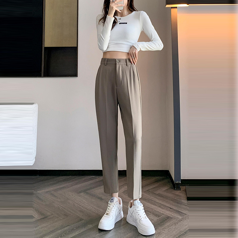 寬鬆高腰垂感煙管八分九分西裝褲(5色)