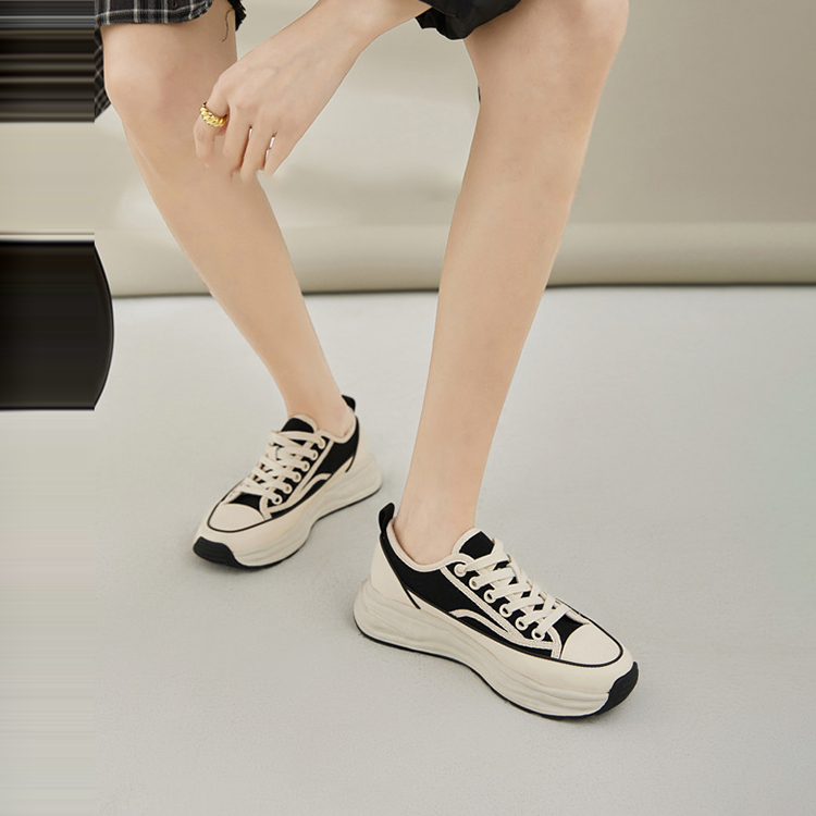 休閒舒適平厚底增高帆布鞋(3色)