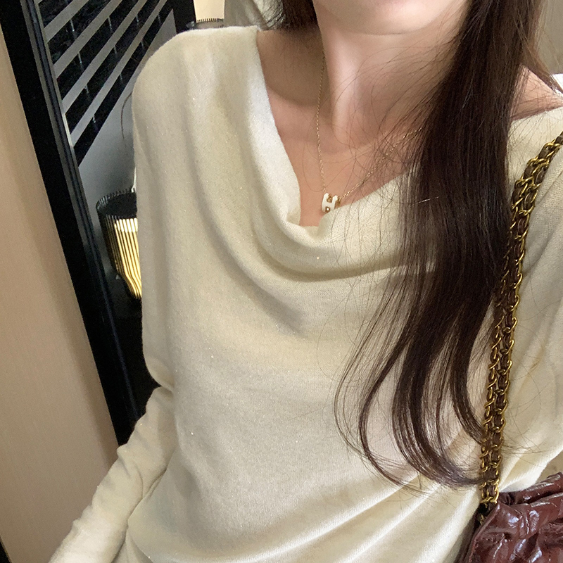 韓系一字肩蕩領長袖T恤(3色)