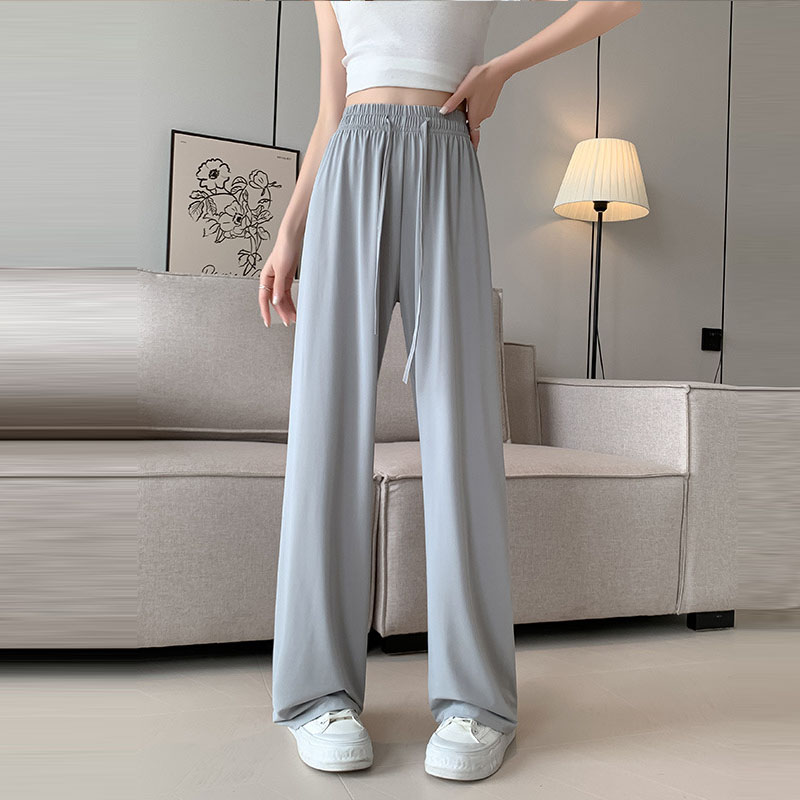 直筒高腰垂墜感顯瘦休閒防曬寬褲(5色)