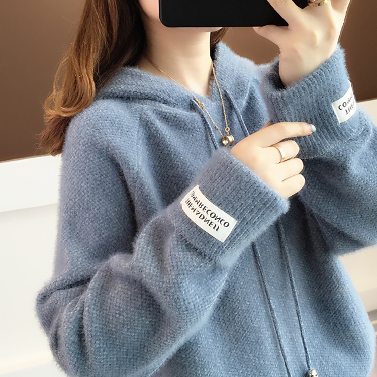 寬鬆慵懶連帽領針織毛衣(7色)