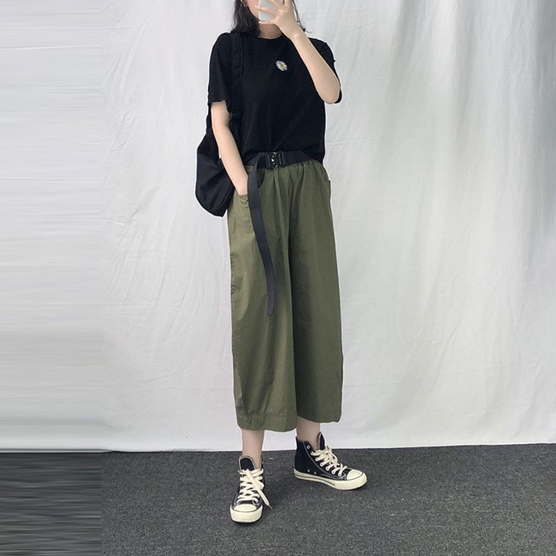日系寬鬆鬆緊腰燈籠闊腿褲(2色)