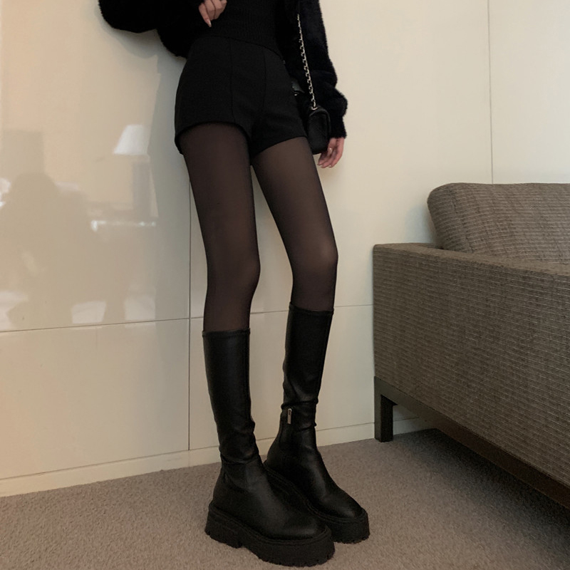 光腿神器加絨加厚黑色裸感假透肉連褲襪