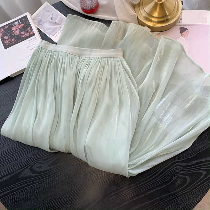 A型流光網紗楊柳皺半身裙(6色)