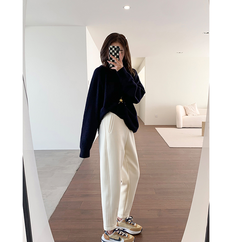 純色柔軟休閒顯瘦九分哈倫褲(2色)