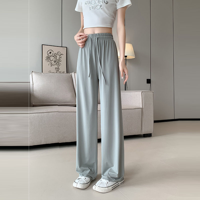 直筒高腰垂墜感顯瘦休閒防曬寬褲(5色)