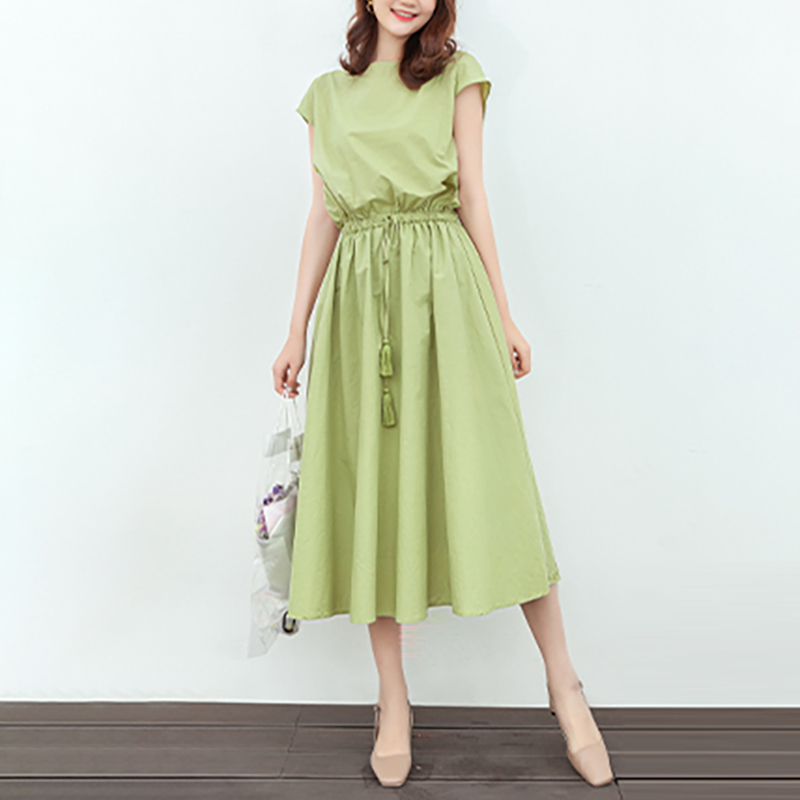 日式簡約文藝可收腰寬鬆棉麻連身裙(9色)