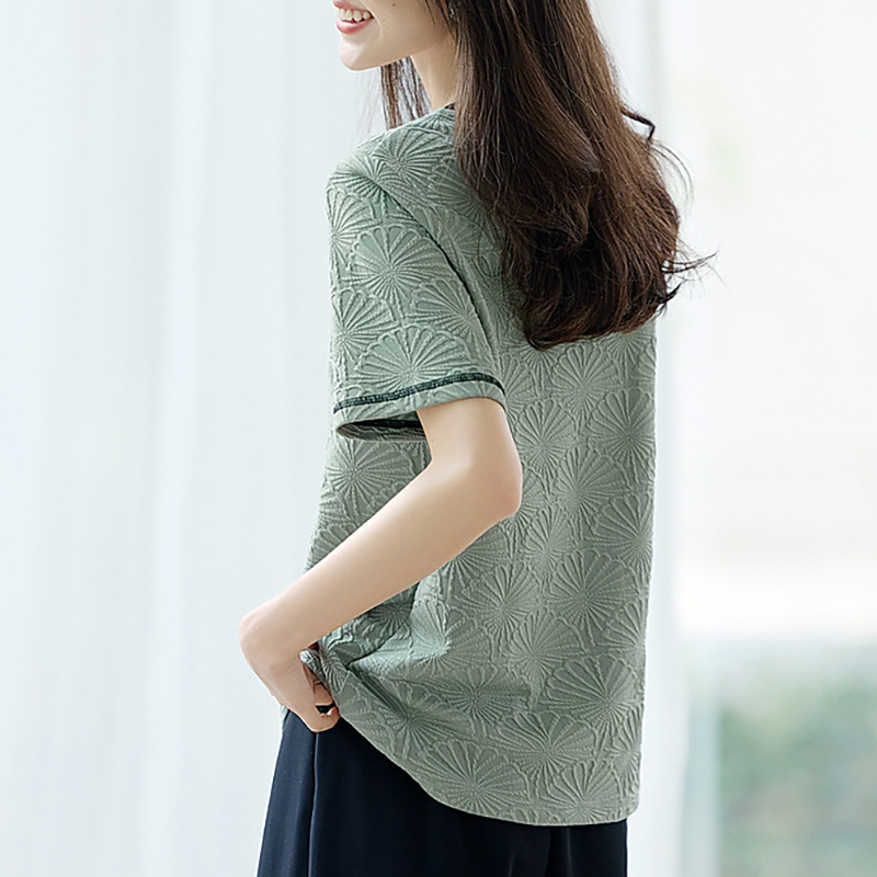 肌理撞色領短袖T恤