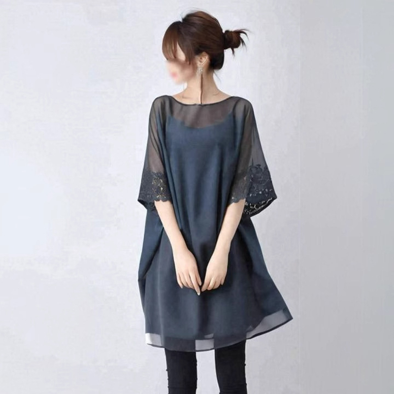 韓國圓領蕾絲拼接喇叭袖後背蝴蝶結上衣(3色)