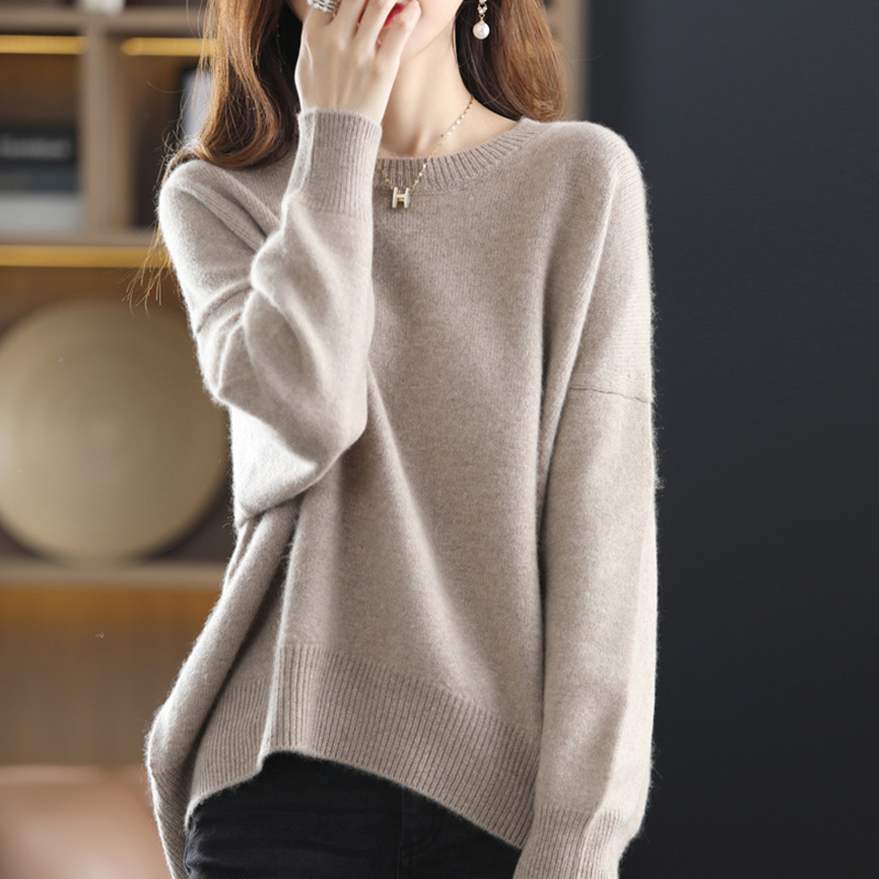 韓版圓領純色百搭寬鬆顯瘦針織衫(6色)