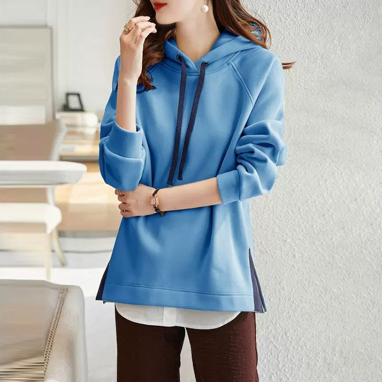 下擺開叉設計寬鬆休閒連帽衛衣(7色)