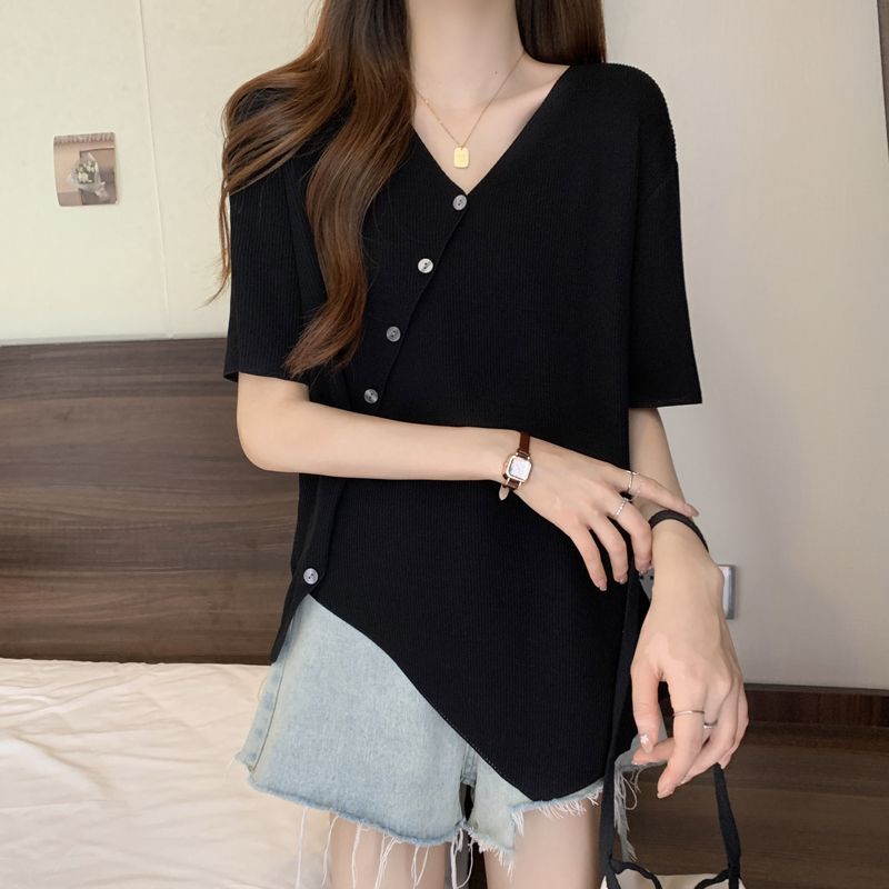 百搭半袖圓領設計感T恤(2色)