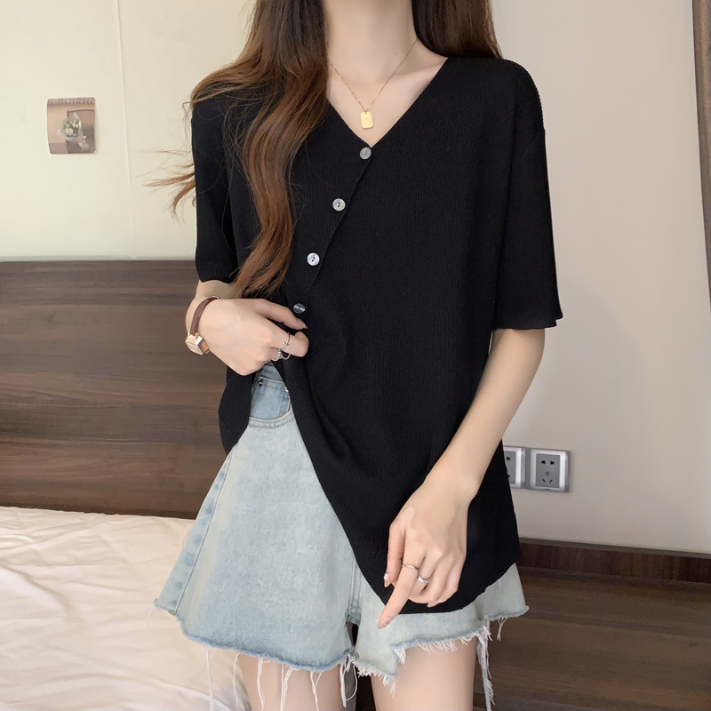 百搭半袖圓領設計感T恤(2色)