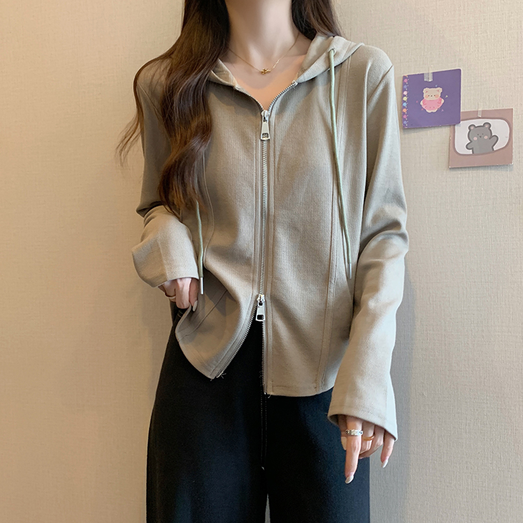 大尺碼雙開拉鍊連帽休閒開襟衛衣(3色)