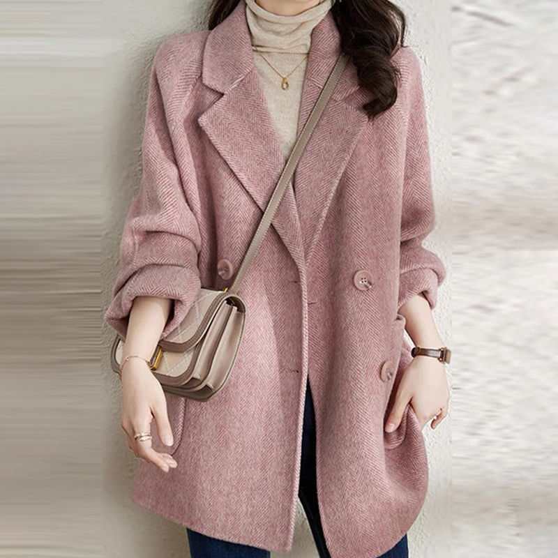 休閒西裝領人字紋長袖外套(4色)