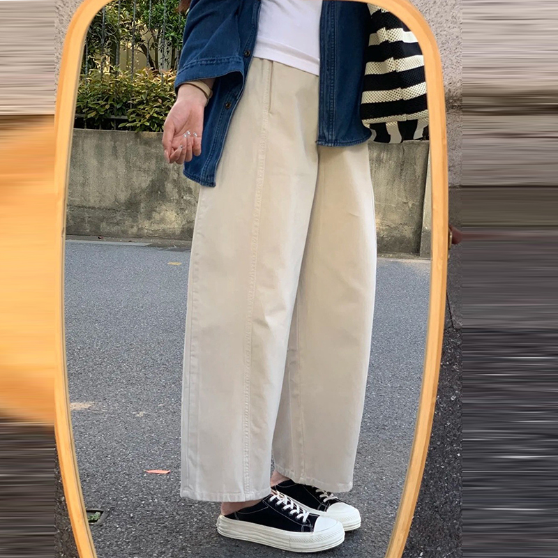 日系寬腿顯瘦直筒九分休閒褲