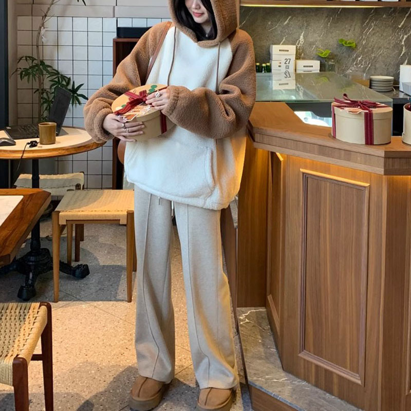 韓版高腰人字紋直筒寬褲(2色)