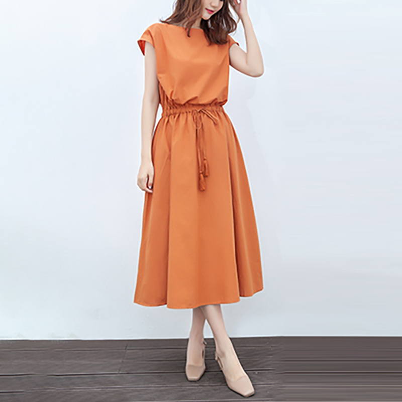 日式簡約文藝可收腰寬鬆棉麻連身裙(9色)