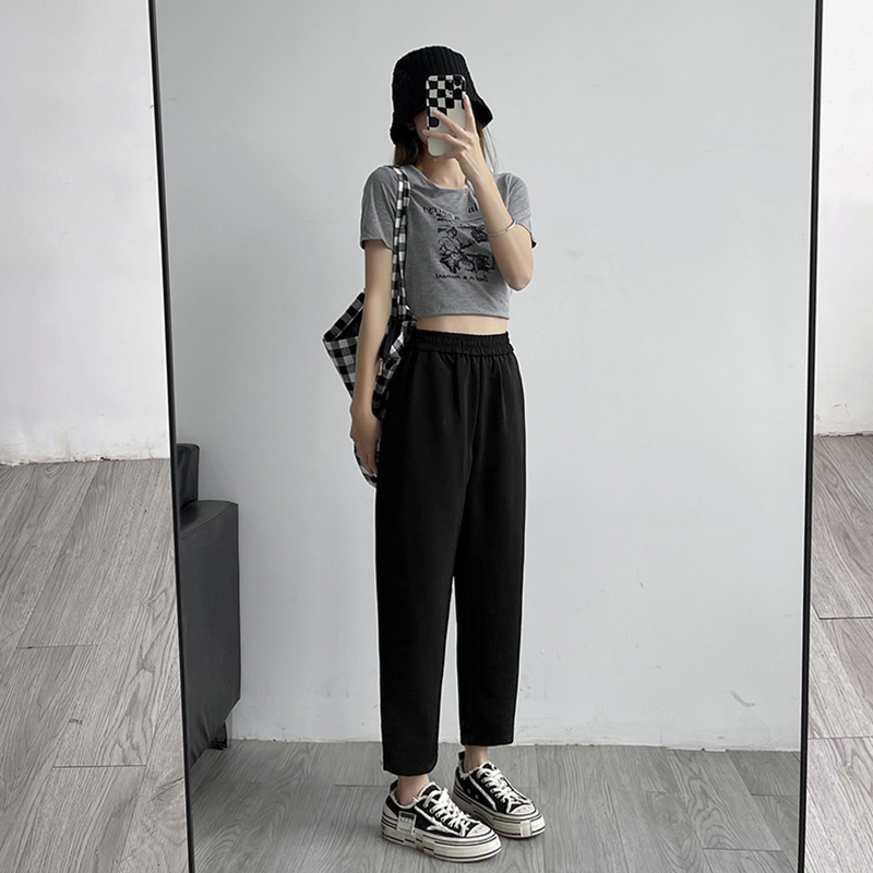 高腰顯瘦九分直筒哈倫褲