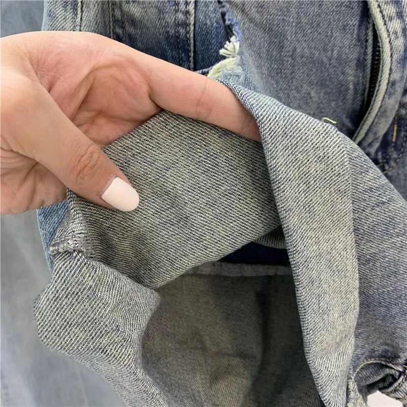 高腰寬鬆闊腿捲邊A字牛仔短褲