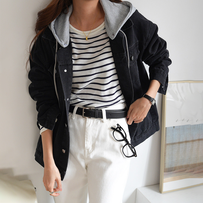 休閒水洗復古連帽牛仔夾克