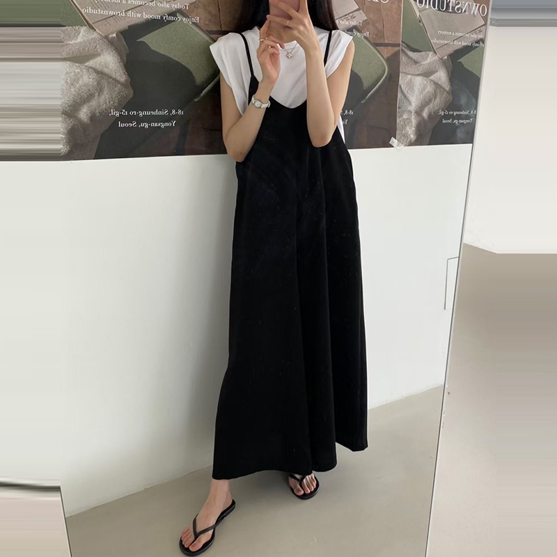 百搭垂感細肩背帶連身褲(2色)