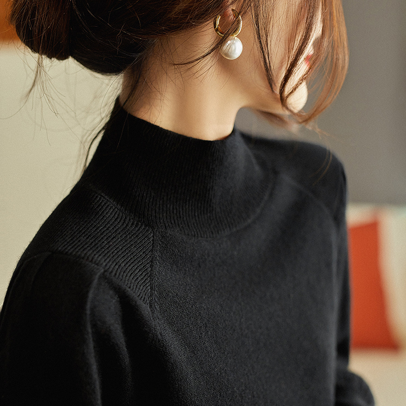 燈籠袖半高領內搭針織衫(4色)