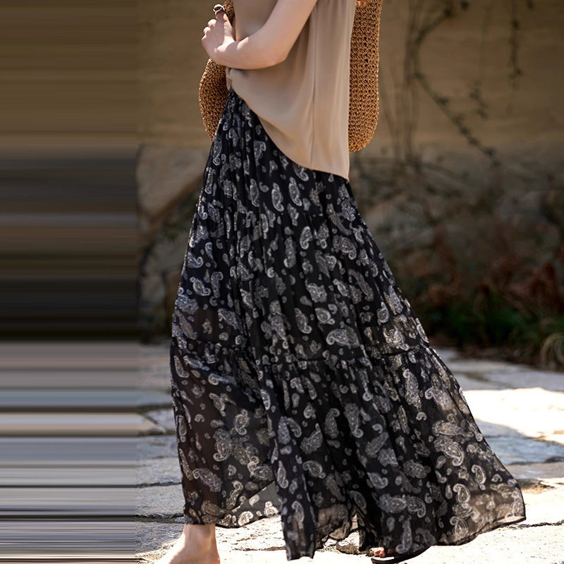 法式復古高腰印花A字裙