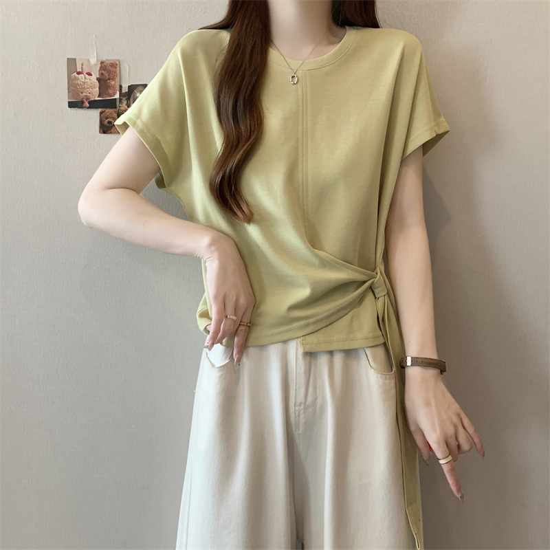 舒適圓領不規則擺圍短袖T恤(4色)