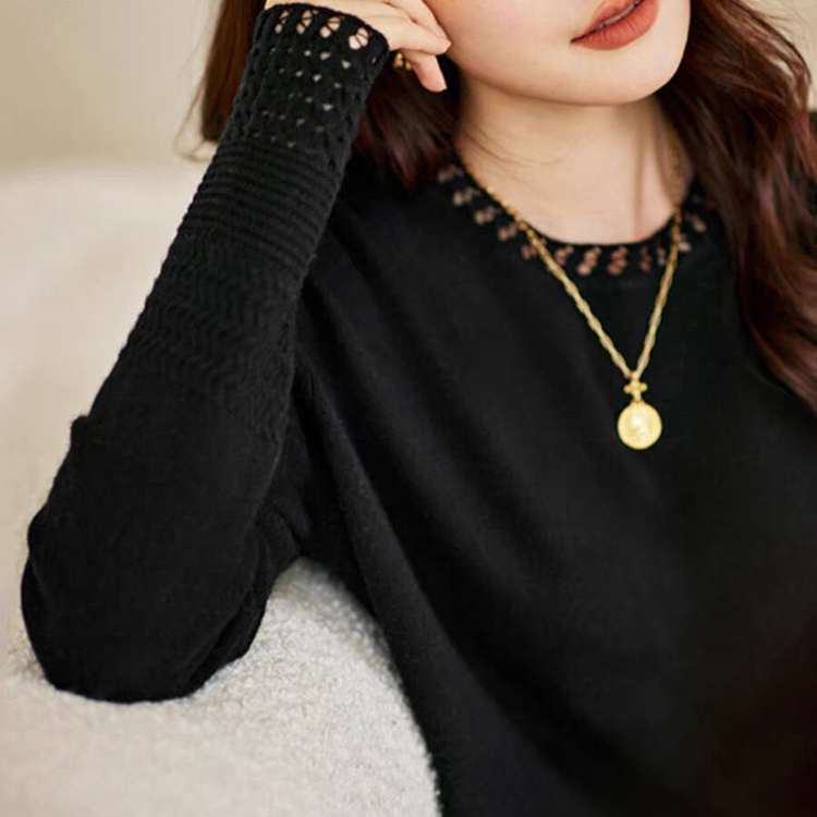 優雅鏤空圓領針織衫(2色)