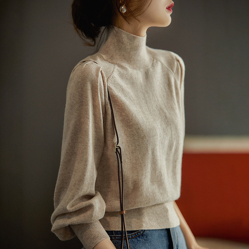 燈籠袖半高領內搭針織衫(4色)