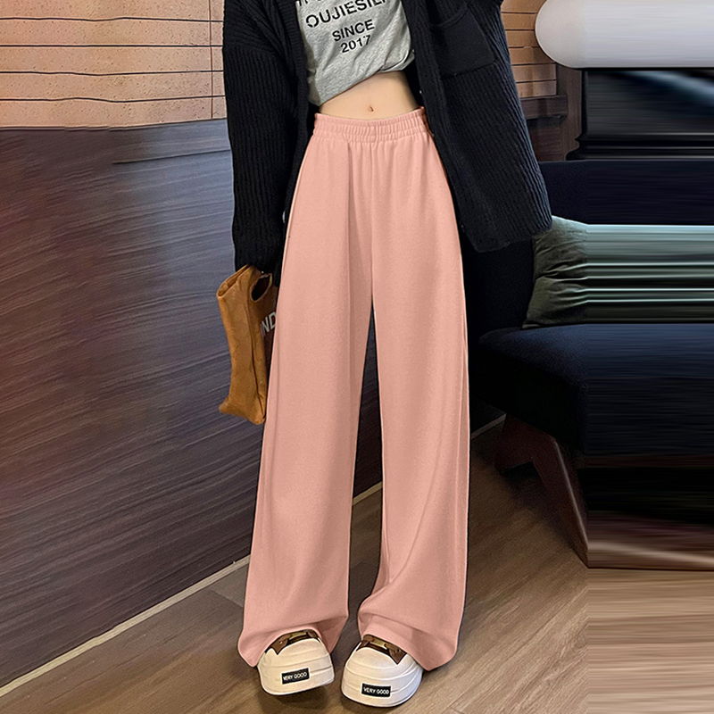 休閒高腰垂感直筒闊腿褲(4色)