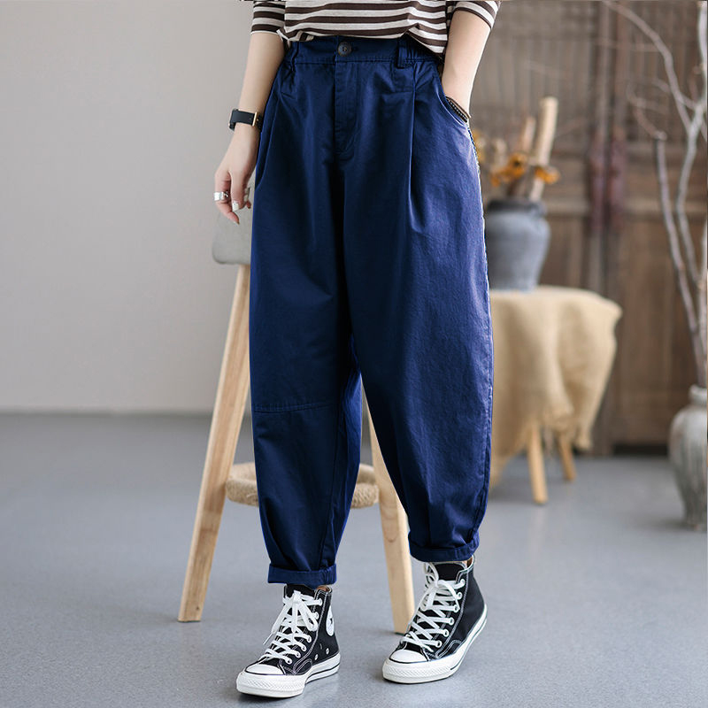 寬鬆高腰九分直筒哈倫褲(3色)