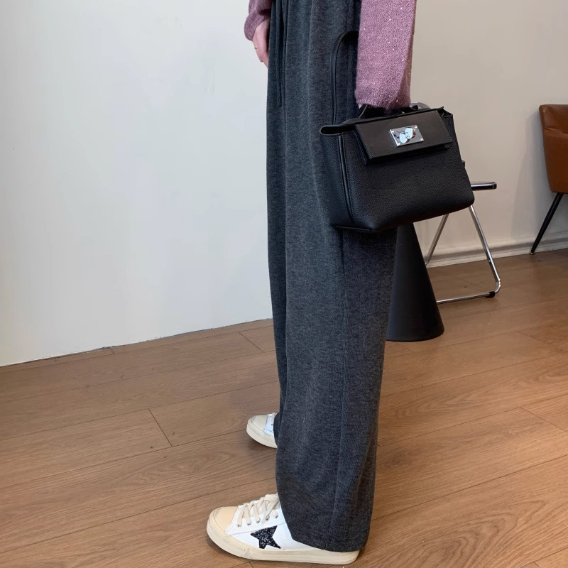 高腰寬鬆休閒直筒闊腿拖地褲(4色)