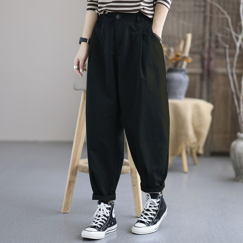 寬鬆高腰九分直筒哈倫褲(3色)