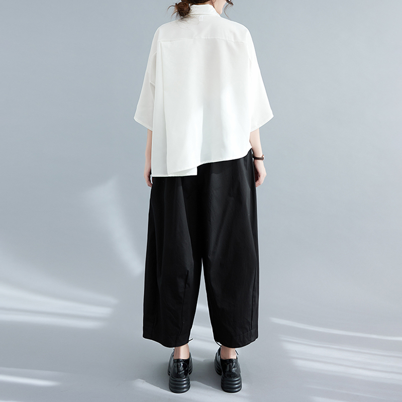 不對稱設計寬鬆七分袖襯衫(2色)
