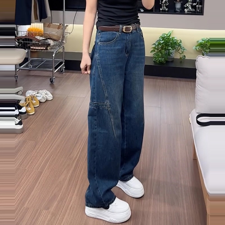 舒適高腰鐮刀牛仔褲