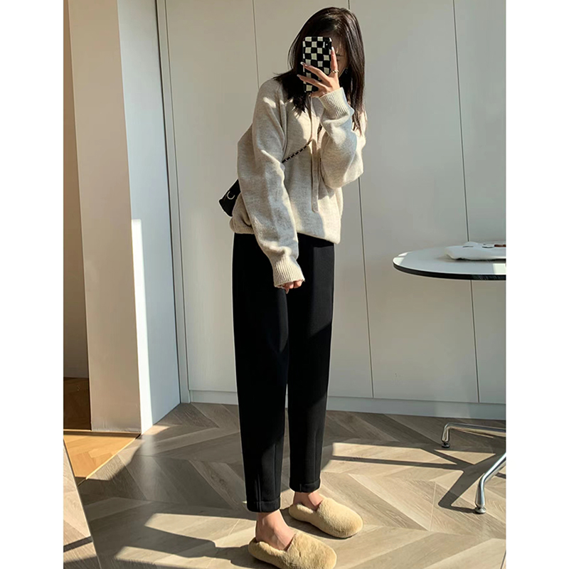 純色柔軟休閒顯瘦九分哈倫褲(2色)