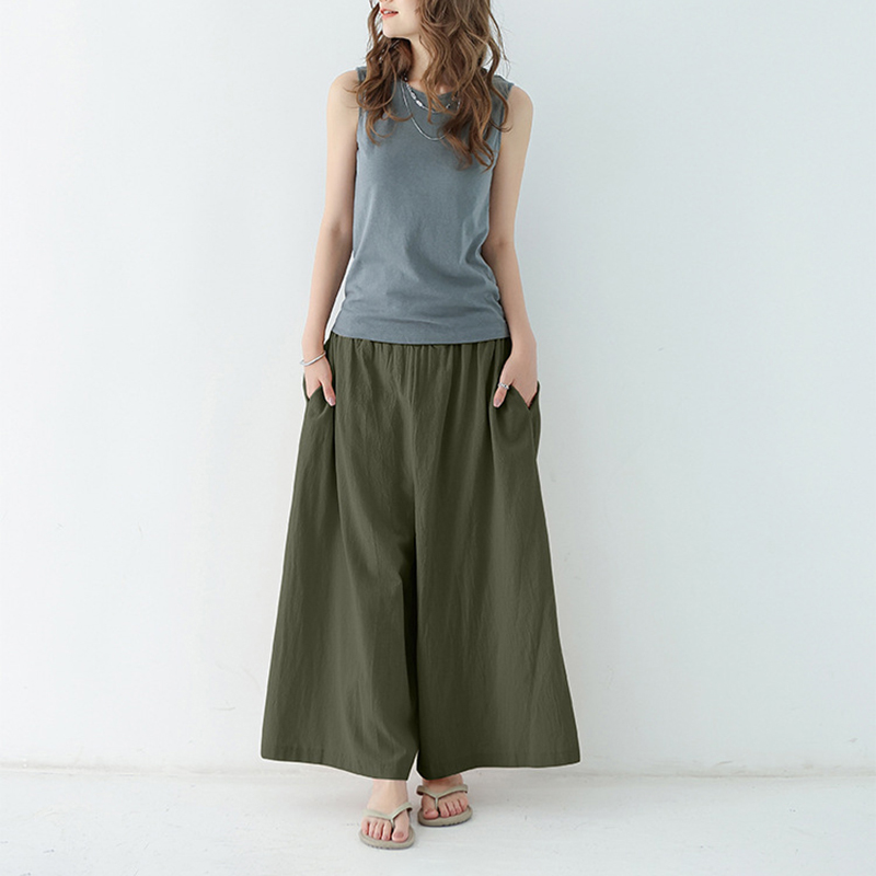 柔軟舒適高腰斜口袋裙褲(12色)