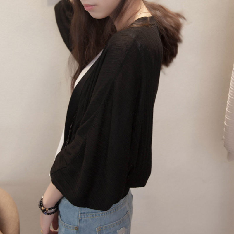 燈籠袖外搭V領寬鬆冷氣房披肩針織衫(5色)