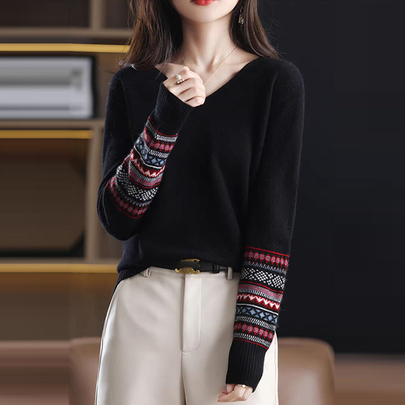 全新V領長袖針織毛衣(5色)