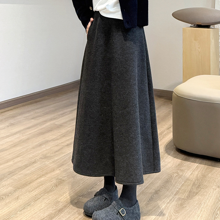 韓式極簡中腰優雅傘裙(2色)