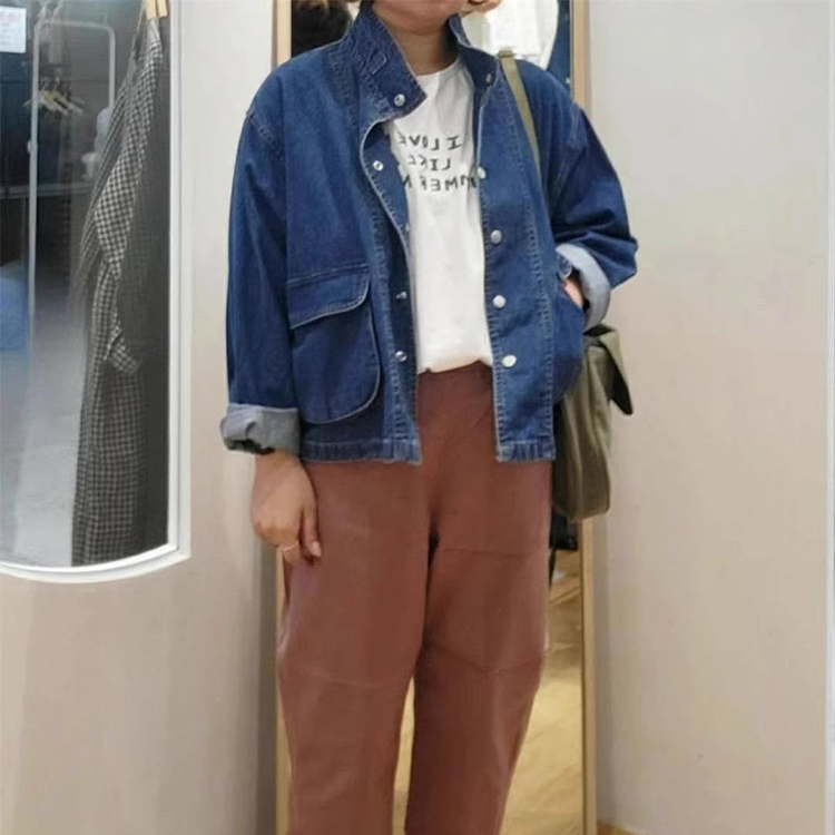 日系復古大口袋翻領牛仔外套(2色)