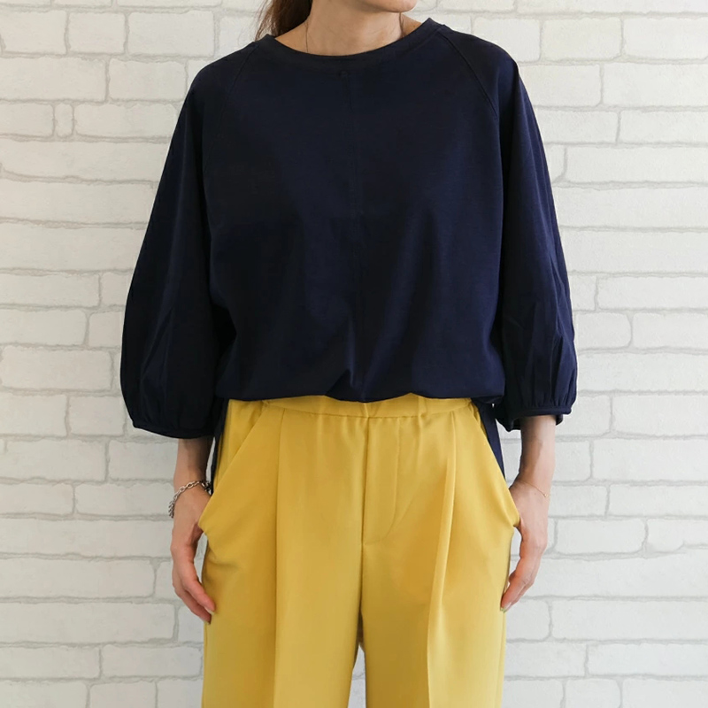 日系簡約圓領拼接插肩袖T恤(5色)