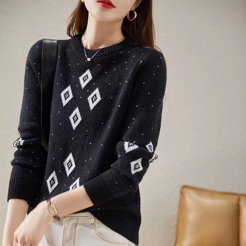 簡約提花圓領針織毛衣