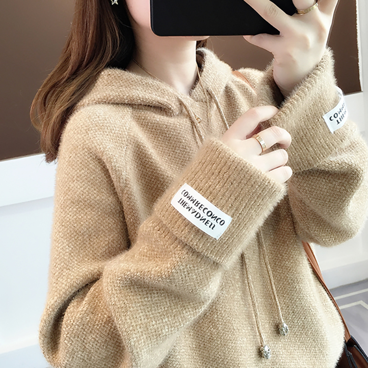 寬鬆慵懶連帽領針織毛衣(7色)