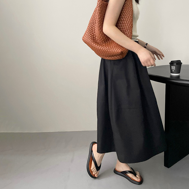 高腰百褶垂感A字裙(2色)