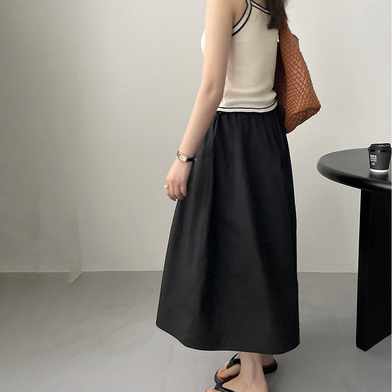 高腰百褶垂感A字裙(2色)