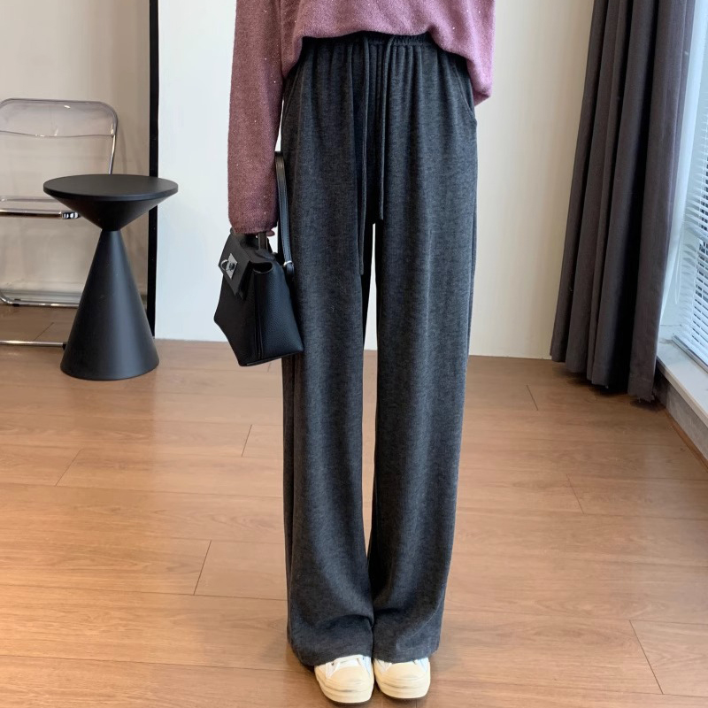 高腰寬鬆休閒直筒闊腿拖地褲(4色)