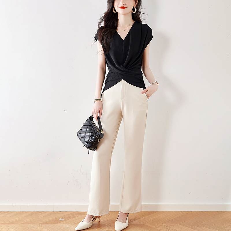 洋氣V領無袖收腰小衫(2色)